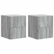 vidaXL Väggmonterat Sängbord 2 pcs Grå sonoma-ek 33 x 34,5 x 40 cm
