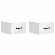 vidaXL Väggmonterat Sängbord med låda 2 pcs Vit 34,5 x 33 x 20 cm