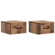 vidaXL Väggmonterat Sängbord 2 pcs Gammalt trä 34,5 x 33 x 20 cm