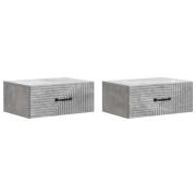 vidaXL Väggmonterat Sängbord 2 pcs Betonggrå 49 x 34,5 x 20 cm