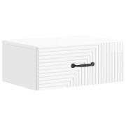 vidaXL Väggmonterat Sängbord med låda Vit högglans 49 x 34,5 x 20 cm