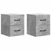 vidaXL Väggmonterat Sängbord 2 pcs Betonggrå 34,5 x 33 x 40 cm