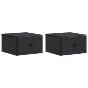 vidaXL Väggmonterat Sängbord med låda 2 pcs Svart 34,5 x 33 x 20 cm