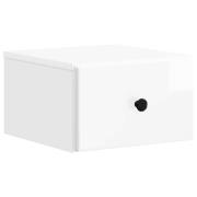 vidaXL Väggmonterat Sängbord med låda Vit högglans 34,5 x 33 x 20 cm