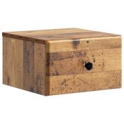 vidaXL Väggmonterat Sängbord med låda Gammalt trä 34,5 x 33 x 20 cm