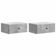 vidaXL Väggmonterat Sängbord 2 pcs Betonggrå 49 x 34,5 x 20 cm