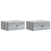 vidaXL Väggmonterat Sängbord 2 pcs Grå sonoma-ek 49 x 34,5 x 20 cm