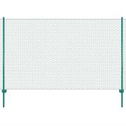vidaXL Stängsel med stolpar stål 25x1,5 m grön