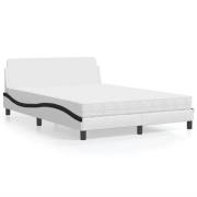 vidaXL Bed with Mattress "Dover" White and Black 120x200 cm Faux Leath...