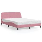 vidaXL Bed with Mattress "Dover" Pink 140x200 cm Velvet
