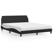 vidaXL Bed with Mattress "Dover" Black and White 160x200 cm Faux Leath...