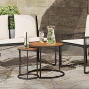 vidaXL Kaffebordsset 2 pcs Naturlig och svart 55 x 55 x 45 cm