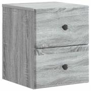 vidaXL Väggmonterat Sängbord med låda Grå sonoma-ek 34,5 x 33 x 40 cm
