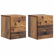 vidaXL Väggmonterat Sängbord 2 pcs Gammalt trä 34,5 x 33 x 40 cm