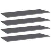 vidaXL Hyllplan 4 st grå högglans 100x40x1,5 cm konstruerat trä