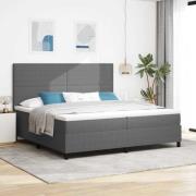 vidaXL LED Box Säng Ljusgrå och vit. 200 x 200 cm Kordread tyg