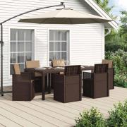 vidaXL Trädgårdsmöbelset med kudde 7 pcs Brun och taupe PP