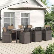 vidaXL Trädgårdsmöbelset med kudde 9 pcs Ljusgrå och Taupe PP