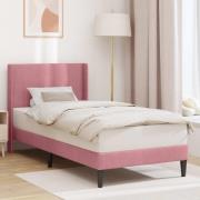 vidaXL Sängram med huvudgavel Rosa 100 x 200 cm Sammet
