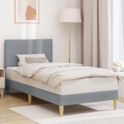 vidaXL Sängram med huvudgavel Ljusgrå 90 x 200 cm Tyg