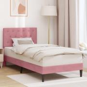 vidaXL Sängram med huvudgavel Rosa 90 x 190 cm Sammet