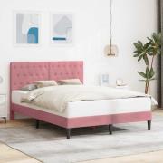 vidaXL Sängram med huvudgavel Rosa 140 x 190 cm Sammet