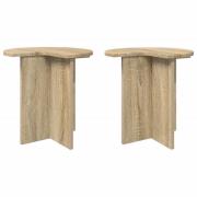 vidaXL Sidobord 2 pcs Sonoma-ek Ø 39 x 38 cm Konstruerat trä