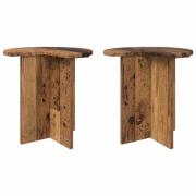 vidaXL Sidobord 2 pcs Gammalt trä Ø 39 x 38 cm Konstruerat trä
