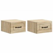 vidaXL Väggmonterat Sängbord 2 pcs Sonoma-ek 34,5 x 33 x 20 cm