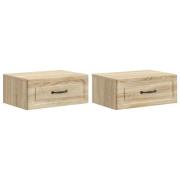 vidaXL Väggmonterat Sängbord 2 pcs Sonoma-ek 49 x 34,5 x 20 cm