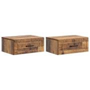 vidaXL Väggmonterat Sängbord 2 pcs Gammalt trä 49 x 34,5 x 20 cm