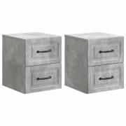 vidaXL Väggmonterat Sängbord 2 pcs Betonggrå 34,5 x 33 x 40 cm