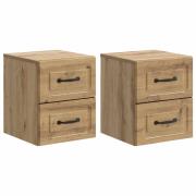 vidaXL Väggmonterat Sängbord 2 pcs Artisan-ek 34,5 x 33 x 40 cm