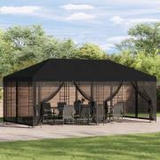 vidaXL Paviljong med väggar 6 x 3 m Svart Polyester och Stål 190