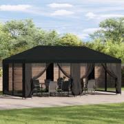 vidaXL Paviljong med väggar 6 x 3 m Svart Polyester och Stål 190