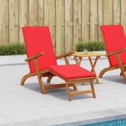 vidaXL Reclining och Fällbar Solstol 2 pcs Röd Massivt Akaciaträ