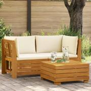 vidaXL Trädgård loungemöbler med kudde 2 Stycke Brun Massivt Akaciaträ