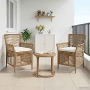 vidaXL Utomhusstol med kudde 2 pcs Beige och gräddfärgad konstrotting