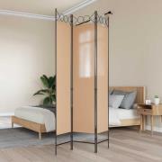 vidaXL 3-panelers rumsavdelare Beige 120 x 200 cm Tyg