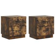 vidaXL Nattduksbord 2 pcs Rökt ek 43 x 34,5 x 44,5 cm Konstruerat trä
