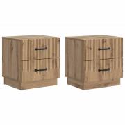 vidaXL Nattduksbord med låda 2 pcs Artisan-ek 43 x 34,5 x 44,5 cm