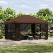 vidaXL Paviljong 4 × 3 m Brun Polyester och Stål 190 gsm