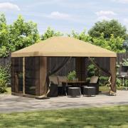 vidaXL Trädgårdsgazebo med sidoväggar 4 × 3 m Gräddvit