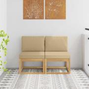 vidaXL 2 Stycke Utomhus Mellansoffa Massivt Akaciaträ Vit