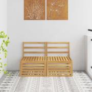 vidaXL 2 Stycke Utomhus Mellansoffa Massivt Akaciaträ Vit