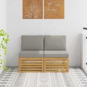 vidaXL 2 Stycke Utomhus Mellansoffa Massivt Akaciaträ Vit