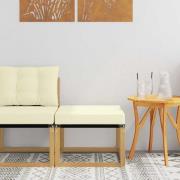 vidaXL Utomhuspall Massivt akaciaträ och Textilene-tyg Vit