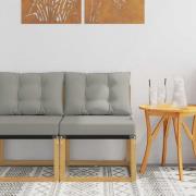 vidaXL Utomhus Mellansoffa Massivt akaciaträ och Textilene-tyg Vit