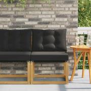 vidaXL Utomhus Mellansoffa Massivt akaciaträ och Textilene-tyg Vit