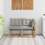 vidaXL Modulsoffa utomhus mitt och hörn med kudde 2 Stycke Vit